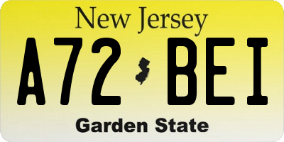 NJ license plate A72BEI