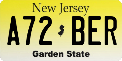 NJ license plate A72BER