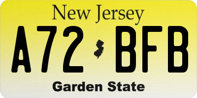 NJ license plate A72BFB