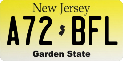 NJ license plate A72BFL