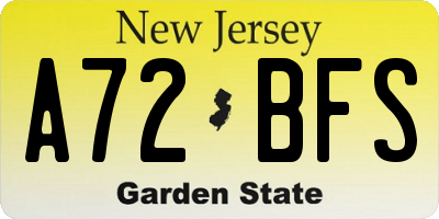 NJ license plate A72BFS