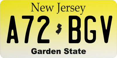 NJ license plate A72BGV