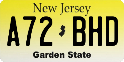 NJ license plate A72BHD