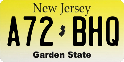NJ license plate A72BHQ