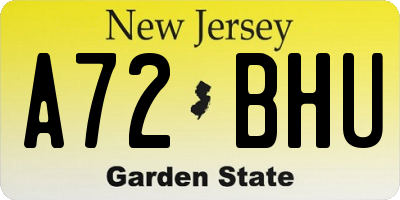 NJ license plate A72BHU