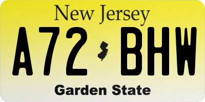 NJ license plate A72BHW
