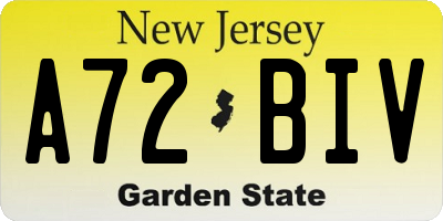 NJ license plate A72BIV