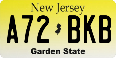 NJ license plate A72BKB
