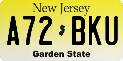 NJ license plate A72BKU
