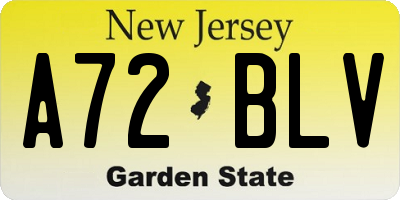 NJ license plate A72BLV