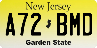 NJ license plate A72BMD
