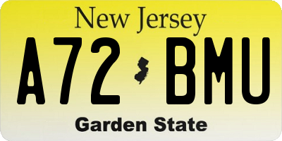 NJ license plate A72BMU