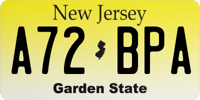 NJ license plate A72BPA