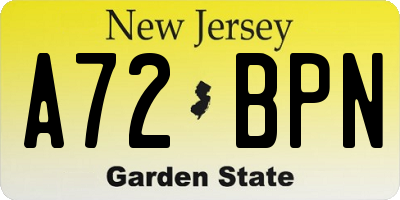 NJ license plate A72BPN
