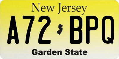 NJ license plate A72BPQ