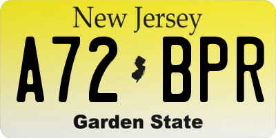 NJ license plate A72BPR
