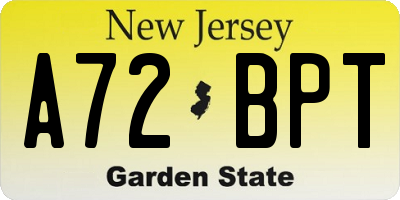 NJ license plate A72BPT
