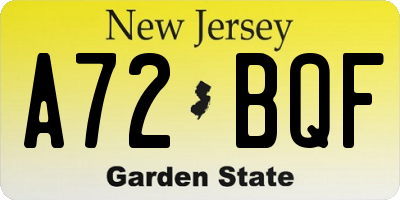 NJ license plate A72BQF