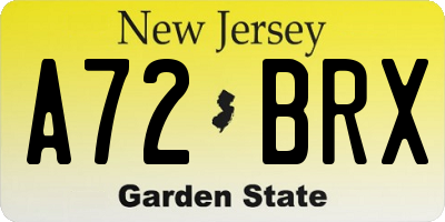 NJ license plate A72BRX