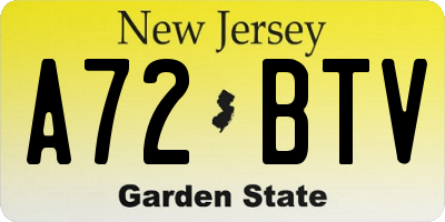 NJ license plate A72BTV