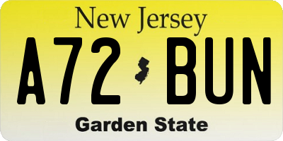 NJ license plate A72BUN