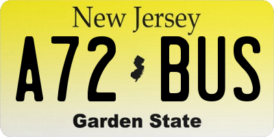 NJ license plate A72BUS