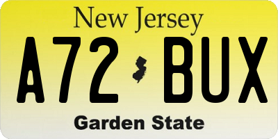 NJ license plate A72BUX