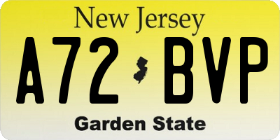 NJ license plate A72BVP
