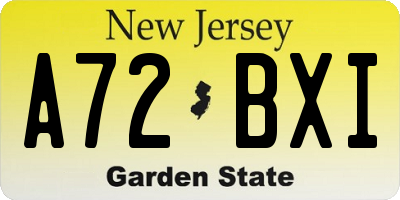 NJ license plate A72BXI
