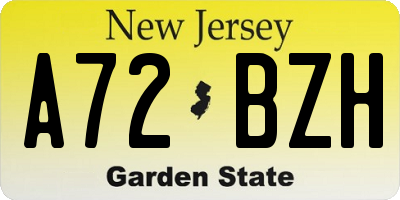 NJ license plate A72BZH