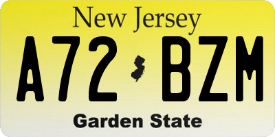 NJ license plate A72BZM