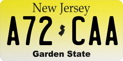 NJ license plate A72CAA