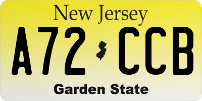 NJ license plate A72CCB