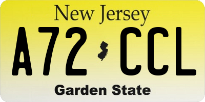 NJ license plate A72CCL