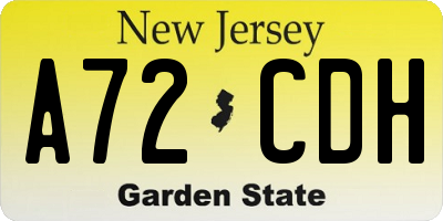 NJ license plate A72CDH