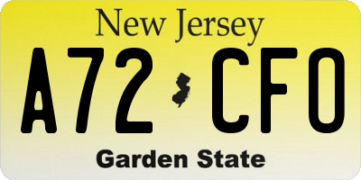 NJ license plate A72CFO