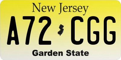 NJ license plate A72CGG