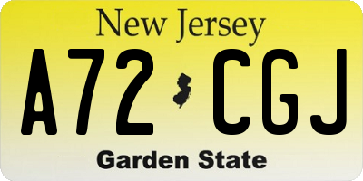 NJ license plate A72CGJ