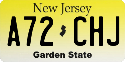NJ license plate A72CHJ