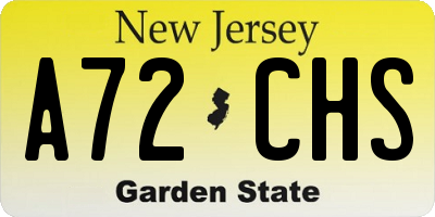 NJ license plate A72CHS