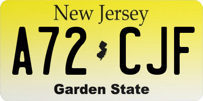 NJ license plate A72CJF