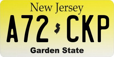 NJ license plate A72CKP