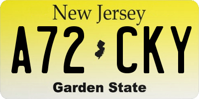 NJ license plate A72CKY