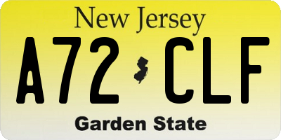 NJ license plate A72CLF