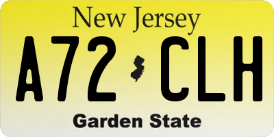 NJ license plate A72CLH