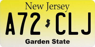 NJ license plate A72CLJ