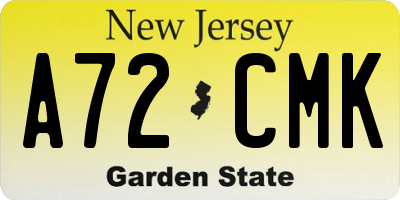 NJ license plate A72CMK