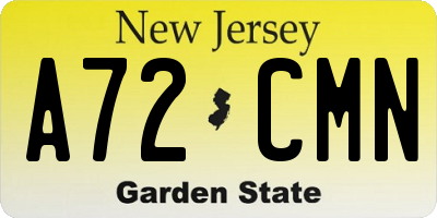 NJ license plate A72CMN