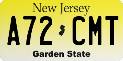NJ license plate A72CMT