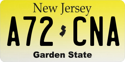 NJ license plate A72CNA